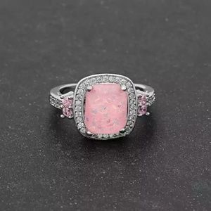 New Women's Pink Fire Opal Ring Sterling Silver
